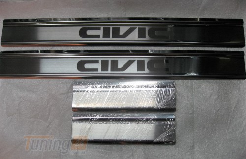 Omcarlin Хром накладки на пороги из нержавейки для Honda Civic 8 Sd 2005-2011 - Картинка 1