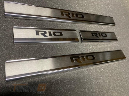 Omcarlin Хром накладки на пороги из нержавейки для Kia Rio 3 Sd 2011-2017 гравировка - Картинка 1