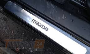 Omcarlin Хром накладки на пороги из нержавейки для Mazda CX-5 2011-2017 с надписью Mazda - Картинка 1