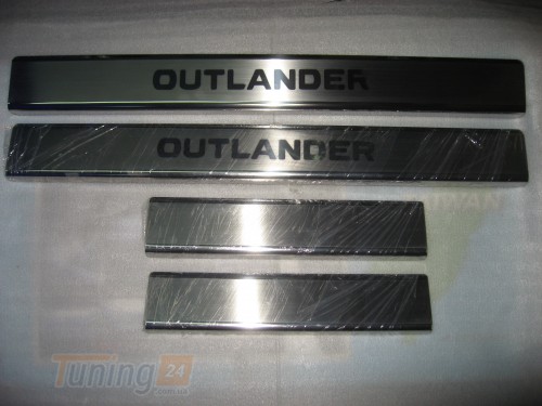 Omcarlin Хром накладки на пороги из нержавейки для Mitsubishi Outlander 2 XL 2006-2010 гравировка - Картинка 1