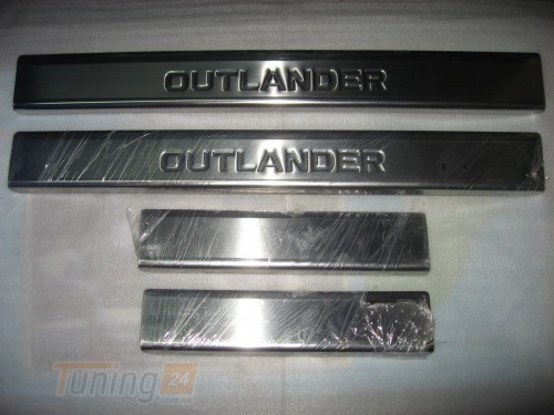 Omcarlin Хром накладки на пороги из нержавейки для Mitsubishi Outlander 2 XL 2010-2012 штамповка - Картинка 1