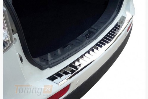 Omcarlin Хром накладка на задний бампер из нержавейки для Mitsubishi Outlander 3 XL 2014-2020 с загибом - Картинка 1