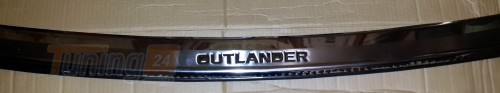 Omcarlin Хром накладка на задний бампер из нержавейки для Mitsubishi Outlander 2 XL 2010-2012 с загибом и надписью - Картинка 1