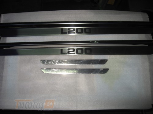 Omcarlin Хром накладки на пороги из нержавейки для Mitsubishi L200 4 2006-2012 - Картинка 1