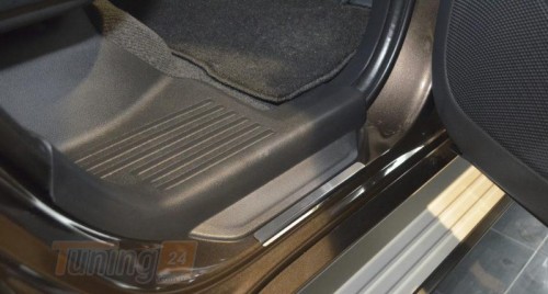 Omcarlin Хром накладки на пороги на металл и пластик из нержавейки для Mitsubishi Pajero Sport 2015+ - Картинка 2