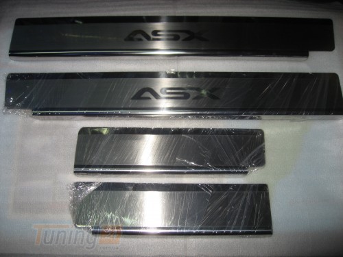 Omcarlin Хром накладки на пороги из нержавейки для Mitsubishi ASX 2010-2012 гравировка - Картинка 1