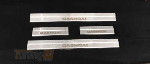Omcarlin Хром накладки на пороги из нержавейки для Nissan Qashqai 1 2006-2010 матовые - Картинка 1