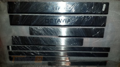 Omcarlin Хром накладки на пороги из нержавейки для Skoda Octavia A7 2013-2020 8шт - Картинка 1