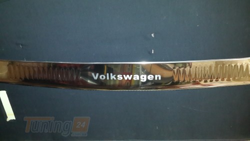 Omcarlin Хром накладка на задний бампер из нержавейки для Volkswagen T4 1990-2003 с загибом и надписью  - Картинка 1