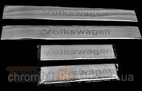 Omcarlin Хром накладки на пороги из нержавейки для Volkswagen Golf 6 2008-2012 с надписью Volkswagen - Картинка 1