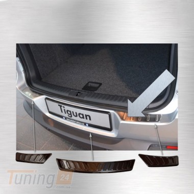 Omcarlin Хром накладка на задний бампер из нержавейки для Volkswagen Tiguan 2007-2016 с загибом  - Картинка 2