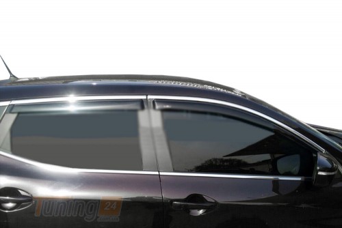 HIC Дефлекторы окон Ветровики с хром молдингом HIC для Nissan Qashqai 2014-2021 4 шт - Картинка 1