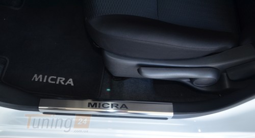 NataNiko Хром накладки на внутренние пороги НатаНика PREMIUM для Nissan Micra K13 5D 2010-2016 - Картинка 1