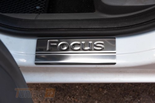 Omsa Хром накладки на внутренние пороги Omsa Line из нержавейки для Ford Focus 2 Hb 2005-2008 Хром порог на Форд Фокус 4шт - Картинка 2