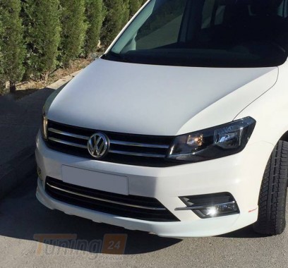 DD-T24 Накладка на передний бампер (под покраску) на Volkswagen Caddy 4 2015-2020 - Картинка 1