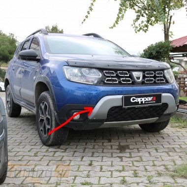 DD-T24 Накладка на передний бампер верхняя (ABS, серая) на Renault Duster 2018+ - Картинка 1