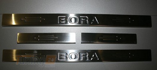 Omsa Хром накладки на пороги Omsa Line из нержавейки для Volkswagen Bora 1998-2004 Хром порог на Фольксваген Бора 4шт - Картинка 1