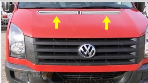 DD-T24 Накладка на капот (2 шт, нерж) на Volkswagen Crafter 2006-2016 - Картинка 1
