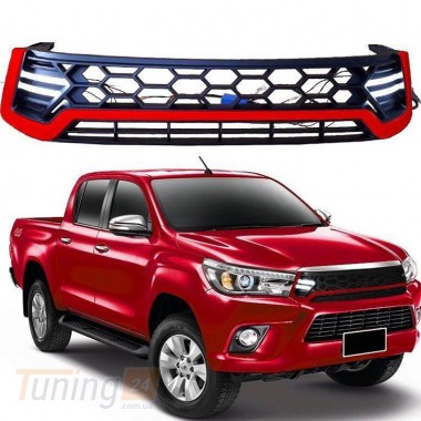 DD-T24 Передняя решетка ( LED, Черная) на Toyota Hilux 2015-2019 - Картинка 1