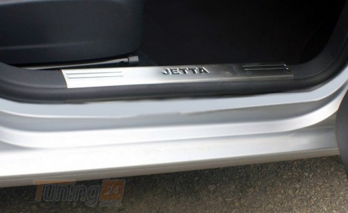 Omsa Хром накладки на внутренние пороги Omsa Line из нержавейки Volkswagen Jetta 2006+ Хром порог Фольксваген Джетта с надписью 4шт - Картинка 3
