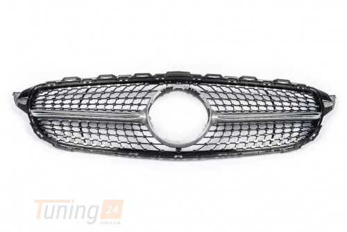 DD-T24 Передняя решетка Diamond Silver (без камеры) на Mercedes C-сlass W205 2014-2018 - Картинка 4