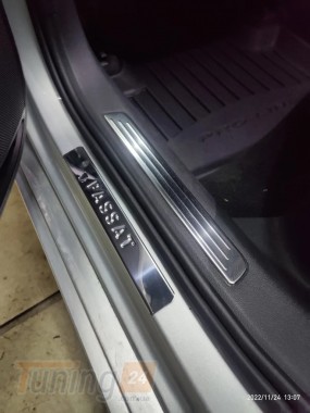 Omsa Хром накладки на внутренние пороги Omsa Line из нержавейки для Volkswagen Passat B8 2015+ Хром порог Фольксваген Пассат Б8 4шт - Картинка 3