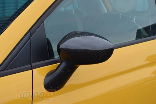 DD-T24 Накладки на зеркала (2 шт, натуральный карбон) на Fiat 500 2007-2015 - Картинка 1