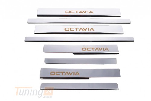 Carmos Хром накладки на пороги Carmos из нержавейки для Skoda Octavia A7 2013-2019 Хром порог на Шкода Октавия А7 8шт - Картинка 2