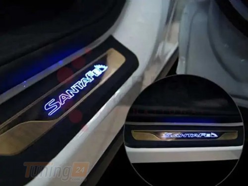 Libao Хром накладки на пороги Libao LED из нержавейки для Hyundai Santa Fe 3 2012-2018 Хром порог на Хюндай Санта Фе 3 4шт - Картинка 4