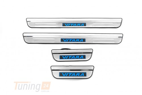 Libao Хром накладки на пороги Libao LED из нержавейки для Suzuki Vitara 2015+ Хром порог на Сузуки Витара 4шт - Картинка 1