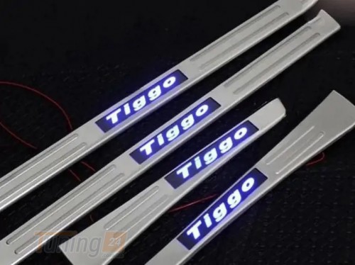 Libao Хром накладки на пороги Libao LED из нержавейки для Chery Tiggo 1 2010-2014 Хром порог на Чери Тигго 1 4шт - Картинка 1