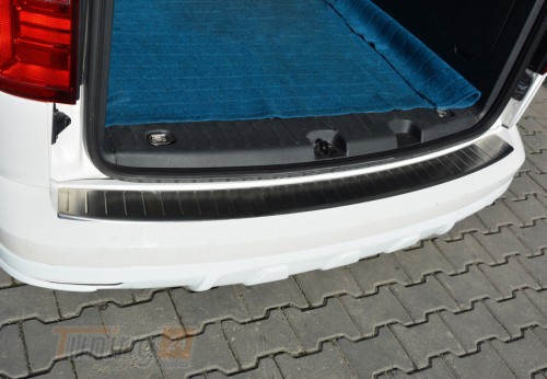 Omsa Хром накладка на задний бампер Omsa Line из нержавейки для Volkswagen Caddy 2015-2019 Хром порог на Фольксваген Кадди - Картинка 1
