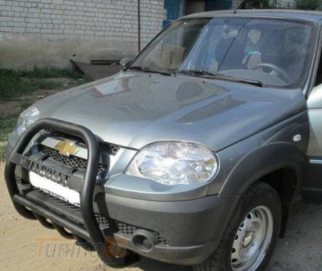 UA Кенгурятник з написом високий фарбований у чорному маті для Chevrolet Niva 2010  - Зображення 2