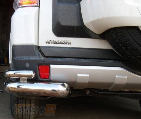 UA Защита заднего бампера углы двойные из нержавейки для Mitsubishi Padjero Wagon 4 2006-2014 - Картинка 4