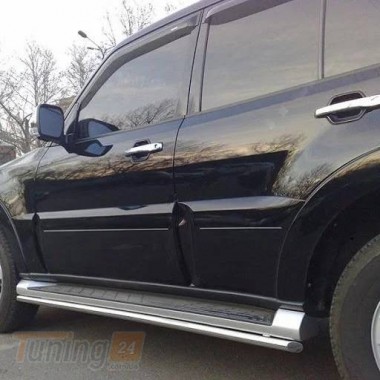 UA Защита оригинального порога D42 из нержавейки для Mitsubishi Pajero 4 2006-2014 - Картинка 1