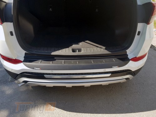 EuroCap Накладка на задний бампер EuroCap из ABS-пластика для Hyundai Tucson TL 2016-2018 Накладка на бампер на Хюндай Туксон - Картинка 1