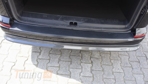 EuroCap Накладка на задний бампер EuroCap из ABS-пластика для Volkswagen T6 2015-2019 Накладка на бампер на Фольксваген Т6 под карбон - Картинка 1
