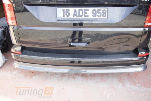 EuroCap Накладка на задний бампер EuroCap из ABS-пластика для Volkswagen T6 2019+ Накладка на бампер на Фольксваген Т6 под карбон - Картинка 4