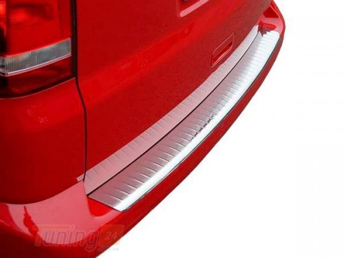 Carmos Хром накладка на задний бампер Carmos V2 из нержавейки для Volkswagen T5 рестайлинг 2010-2015 Хром порог Фольксваген Т5 с загибо - Картинка 1