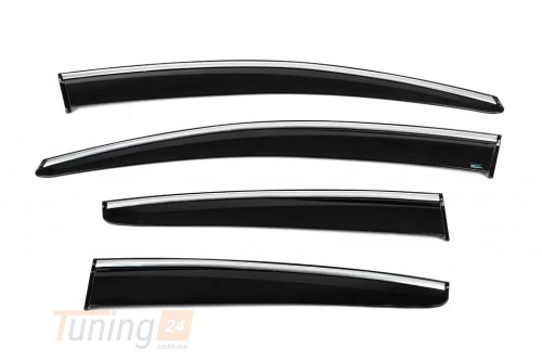 Sunplex Дефлекторы окон с хромом Ветровики Sunplex Chrome для Ford Focus 3 Hatchback 2014-2018 (4шт) - Картинка 1