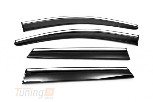 Sunplex Дефлекторы окон с хромом Ветровики Sunplex Chrome для Nissan Qashqai 2 2014-2021 (4шт) - Картинка 1
