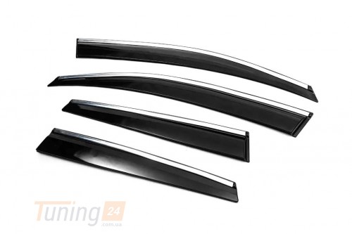 Sunplex Дефлекторы окон с хромом Ветровики Sunplex Chrome для Skoda Octavia A7 2013-2020 Liftback (4шт) - Картинка 2