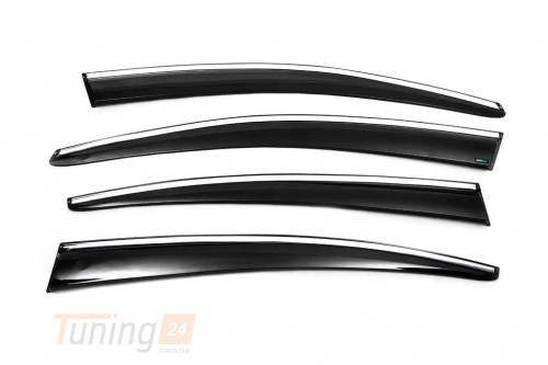 Sunplex Дефлекторы окон с хромом Ветровики Sunplex Chrome для Volkswagen Passat B8 2014-2021 sd (4шт) - Картинка 1