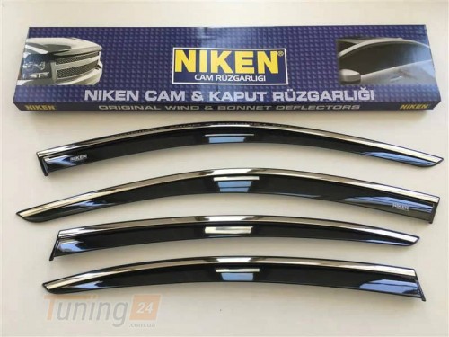 NIKEN Дефлекторы окон с хром полоской Ветровики Niken для Honda CR-V 2012-2016 (4шт) - Картинка 2