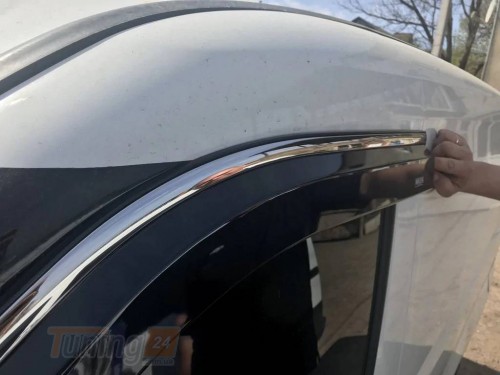 NIKEN Дефлекторы окон с хром полоской Ветровики Niken для Opel Combo D 2011-2018 (4шт) - Картинка 2