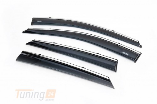 NIKEN Дефлекторы окон с хром полоской Ветровики Niken для Hyundai IX-35 2013-2015 (4шт) - Картинка 2