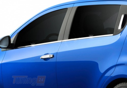 Carmos Хром молдинг нижней окантовки стекол Carmos для Chevrolet Aveo T300 Sd 2011+ Хром молдинг на Шевроле Авео 4шт - Картинка 2