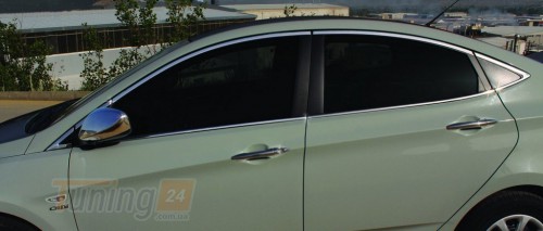 Omsa Хром молдинг полной окантовки стекол Omsa Line для Hyundai Accent Solaris 2011-2017 Молдинг стекла на Хюндай Акцент Солярис 14шт - Картинка 1