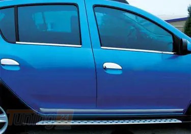 Carmos Хром молдинг нижней окантовки стекол Carmos для Renault Sandero 2007-2013 Хром молдинг на Рено Сандеро 4шт - Картинка 1