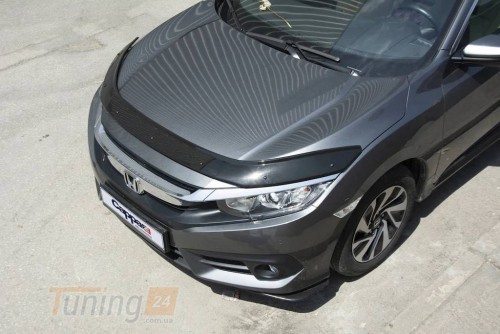 EuroCap Дефлектор капоту Мухобойка EuroCap на Honda Civic 10 Sedan 2016-2021 - Зображення 2